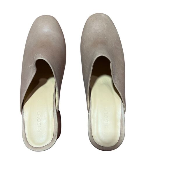 Nisolo All-Day Heeled Mule Shoes Womens Size 7.5 Almond Leather Slip On Comfort - Picture 5 of 10